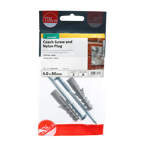 TIMCO Coach Screw & Nylon Plugs