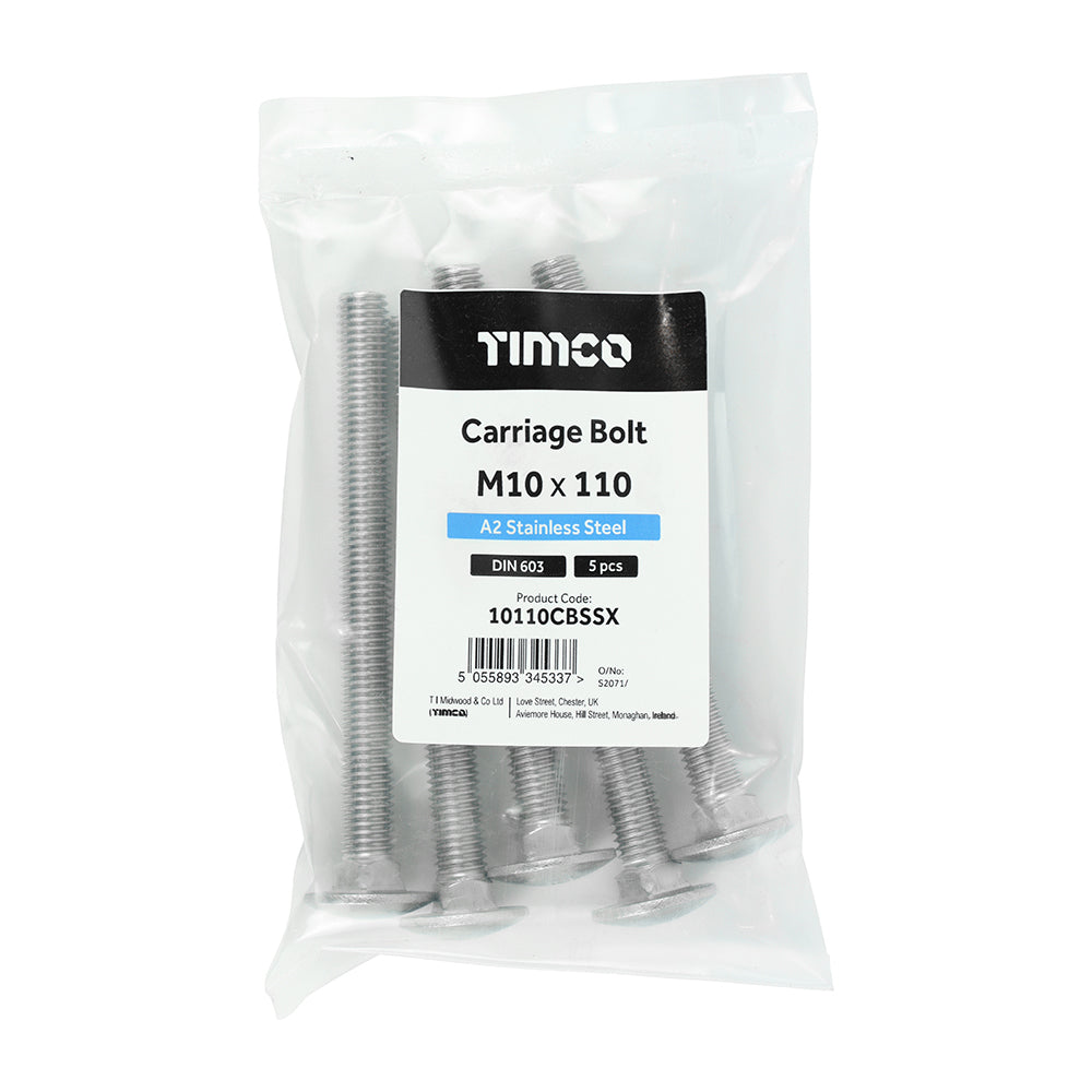 TIMCO Carriage Bolt DIN 603 A2 SS