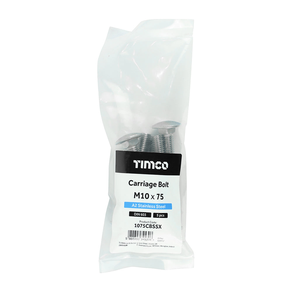 TIMCO Carriage Bolt DIN 603 A2 SS