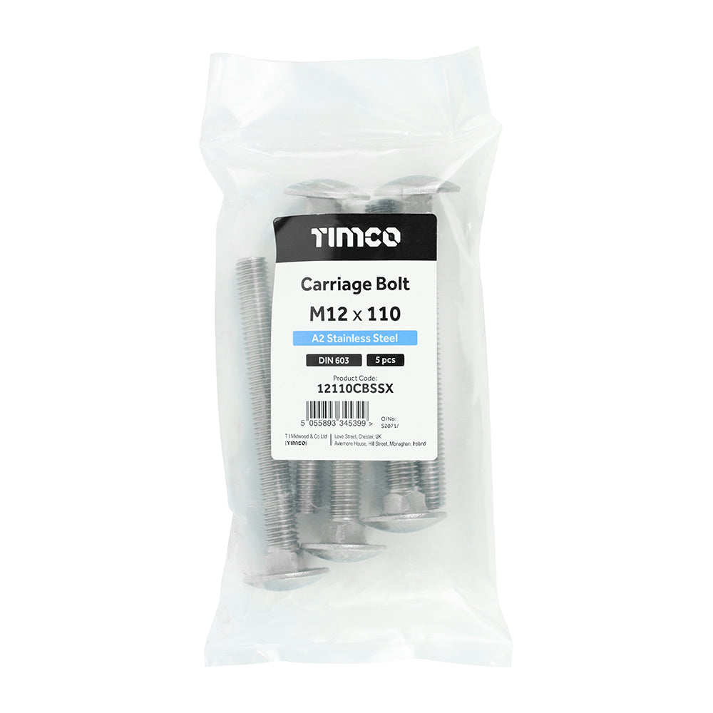 TIMCO Carriage Bolt DIN 603 A2 SS