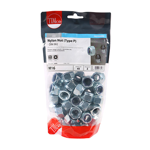 TIMCO Nylon Nut Type P DIN 982 BZP