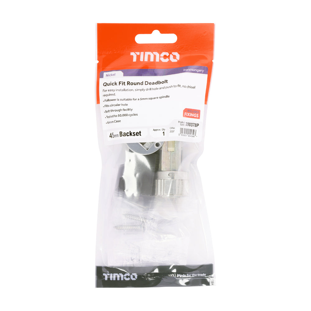 TIMCO QuickFit Round Deadbolt Nickel