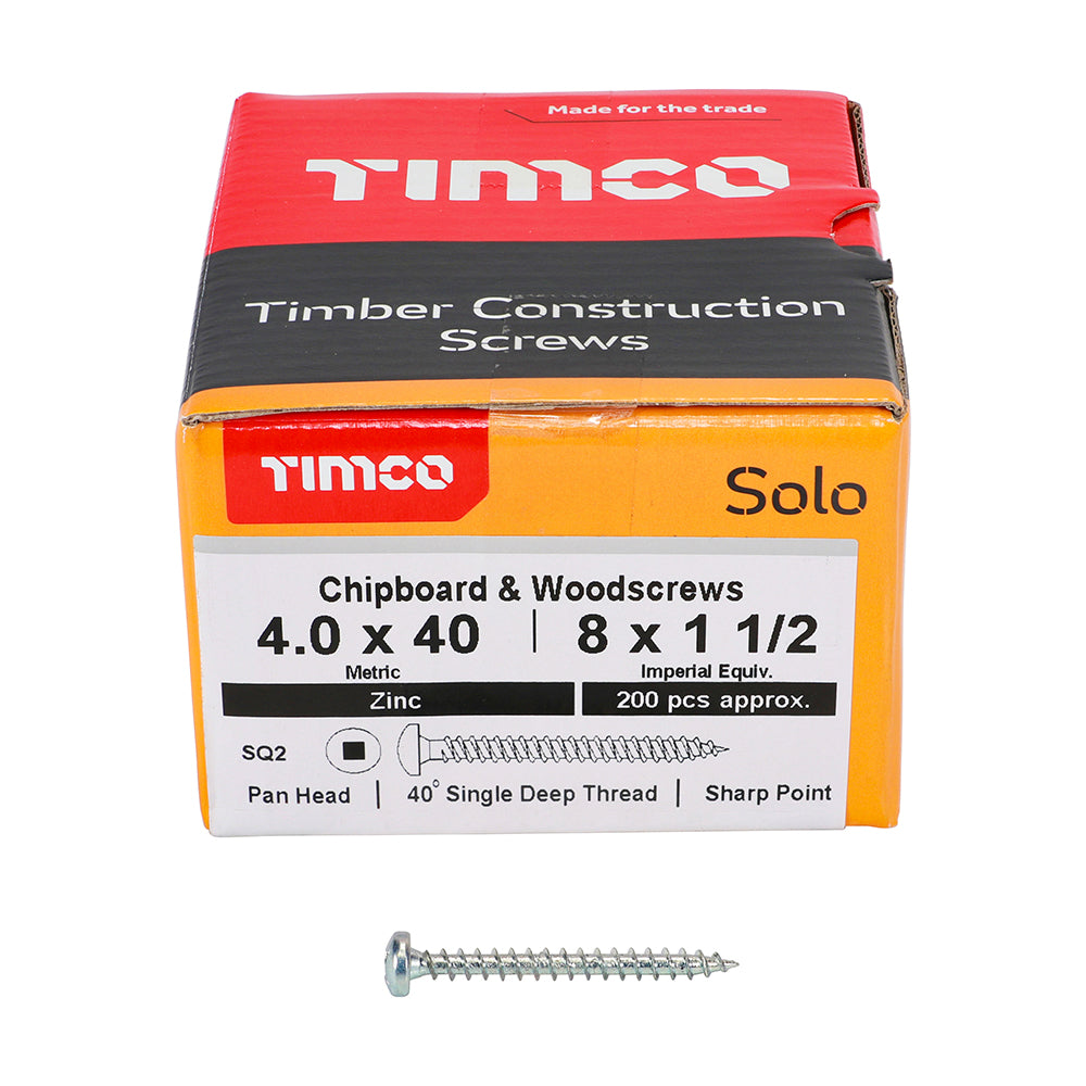 TIMCO Solo Woodscrew SQ2 PAN Zinc