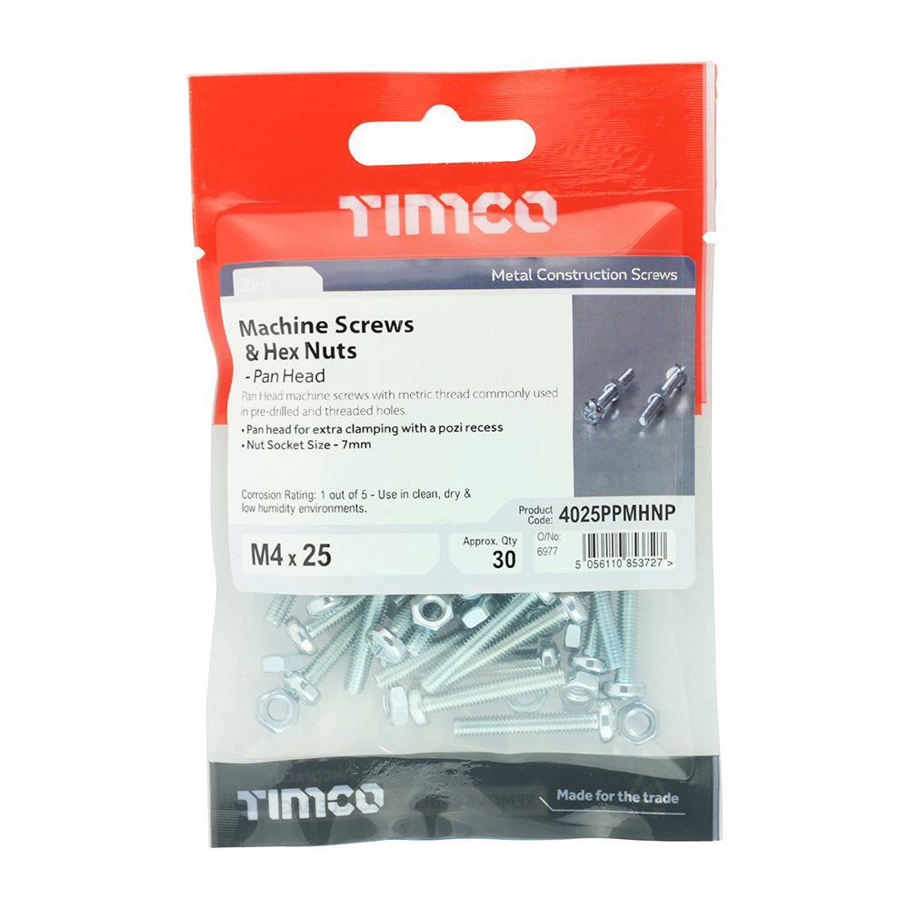 TIMCO Machine Screw & Nut PAN - BZP