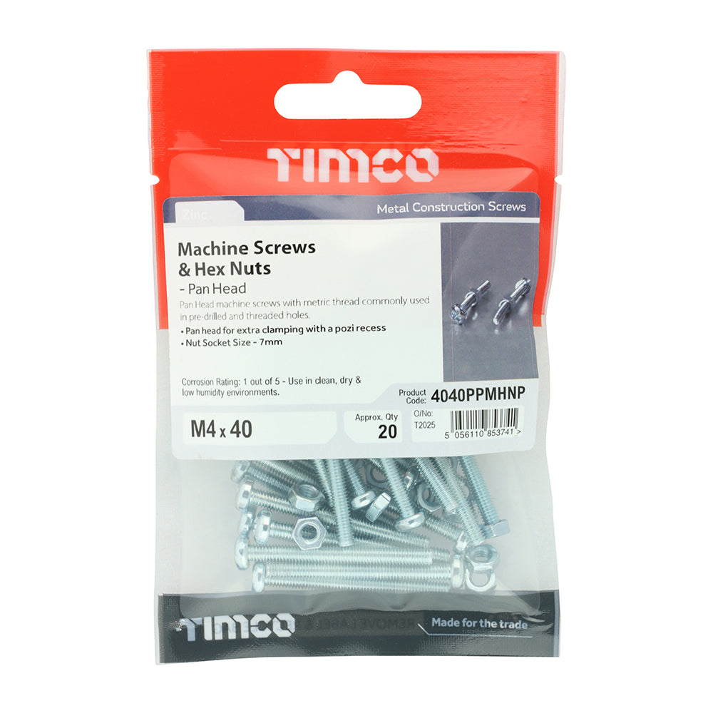TIMCO Machine Screw & Nut PAN - BZP