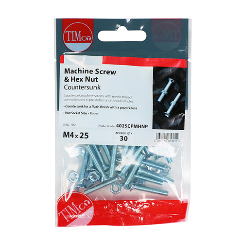 TIMCO Machine Screw & Nut CSK - BZP