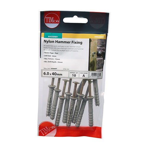 TIMCO Nylon Hammer Fixing - BZP
