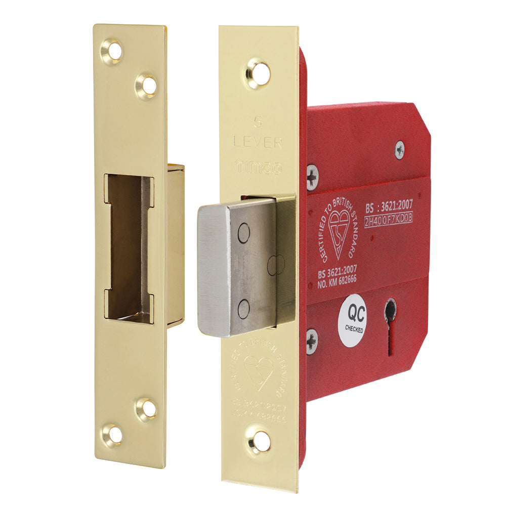 TIMCO 5 Lever BS CE Deadlock E.Brass