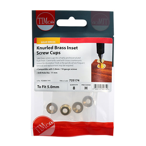 TIMCO Knurled Brass Inset Screw Cups