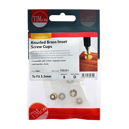 TIMCO Knurled Brass Inset Screw Cups