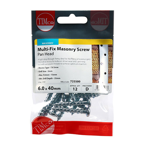 TIMCO Multi-Fix Masonry Screw - PAN