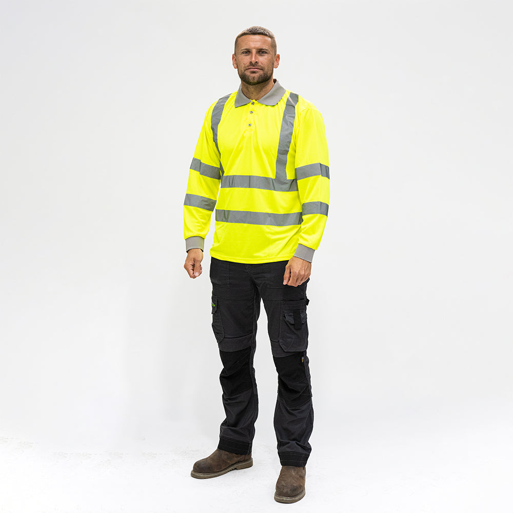 TIMCO Hi-Vis Polo L/SLEEVE Yellow