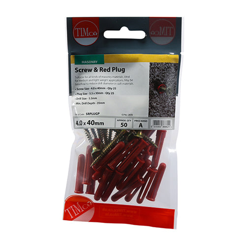 TIMCO Screws & Red Plastic Plugs