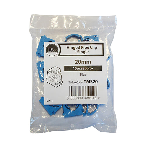 TIMCO MDPE Hinged Pipe Clip - Blue