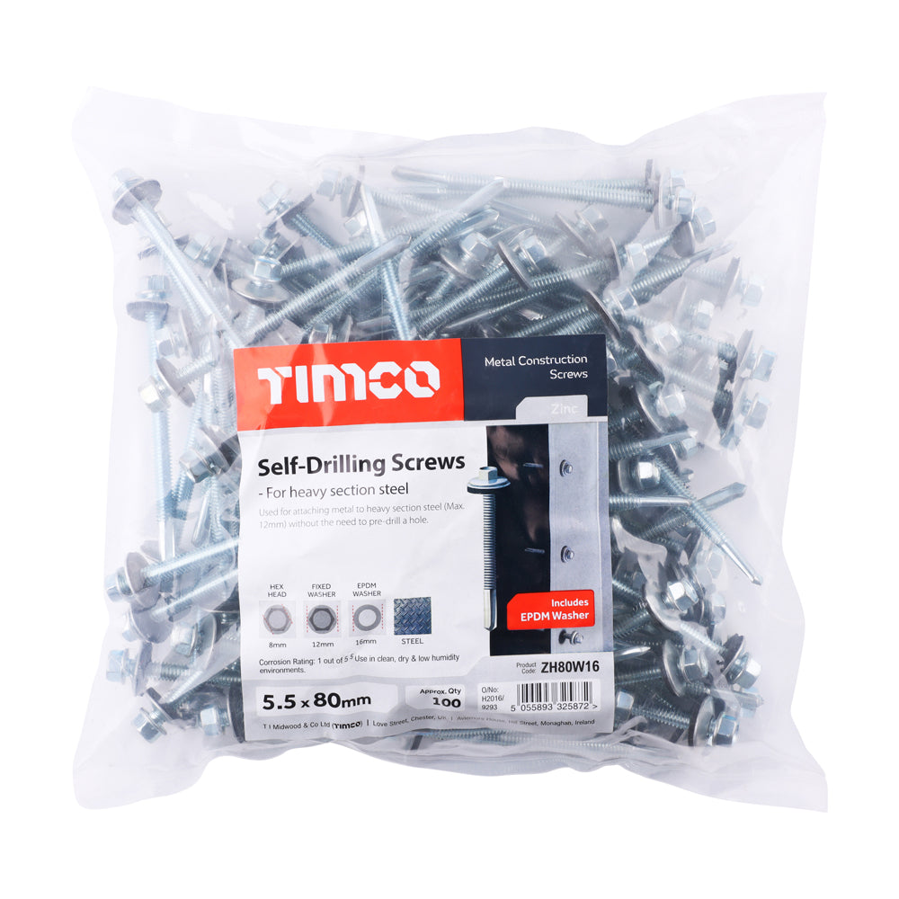 TIMCO Hex Screw W16 S/DRILL No5 Zinc