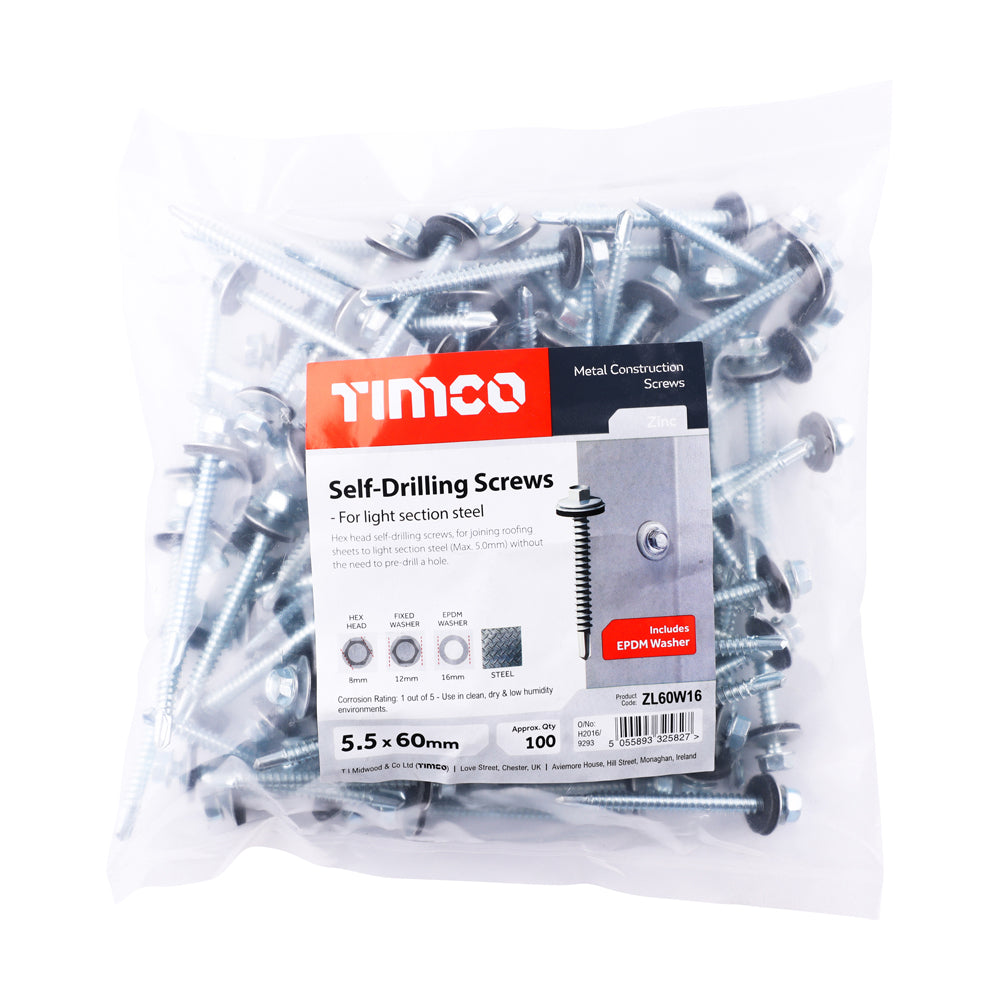 TIMCO Hex Screw W16 S/DRILL No3 BZP