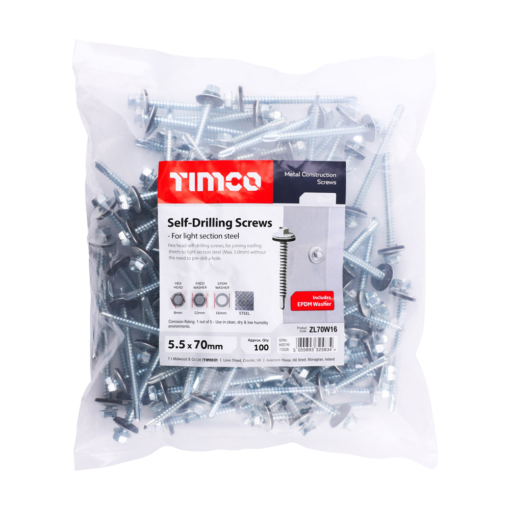 TIMCO Hex Screw W16 S/DRILL No3 BZP