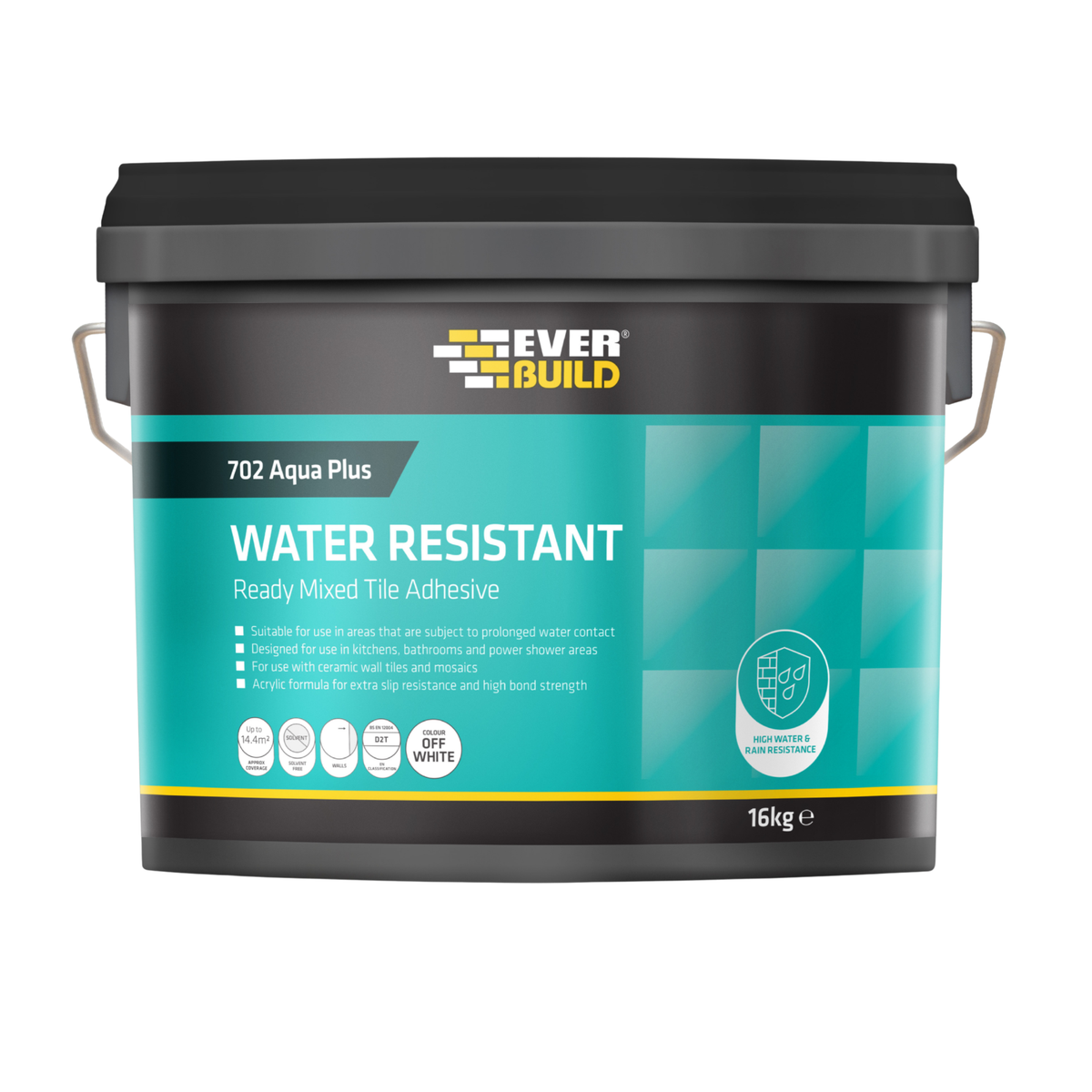 Everbuild 702 Water Resistant Ready Mixed Tile Adhesive – White / 16kg