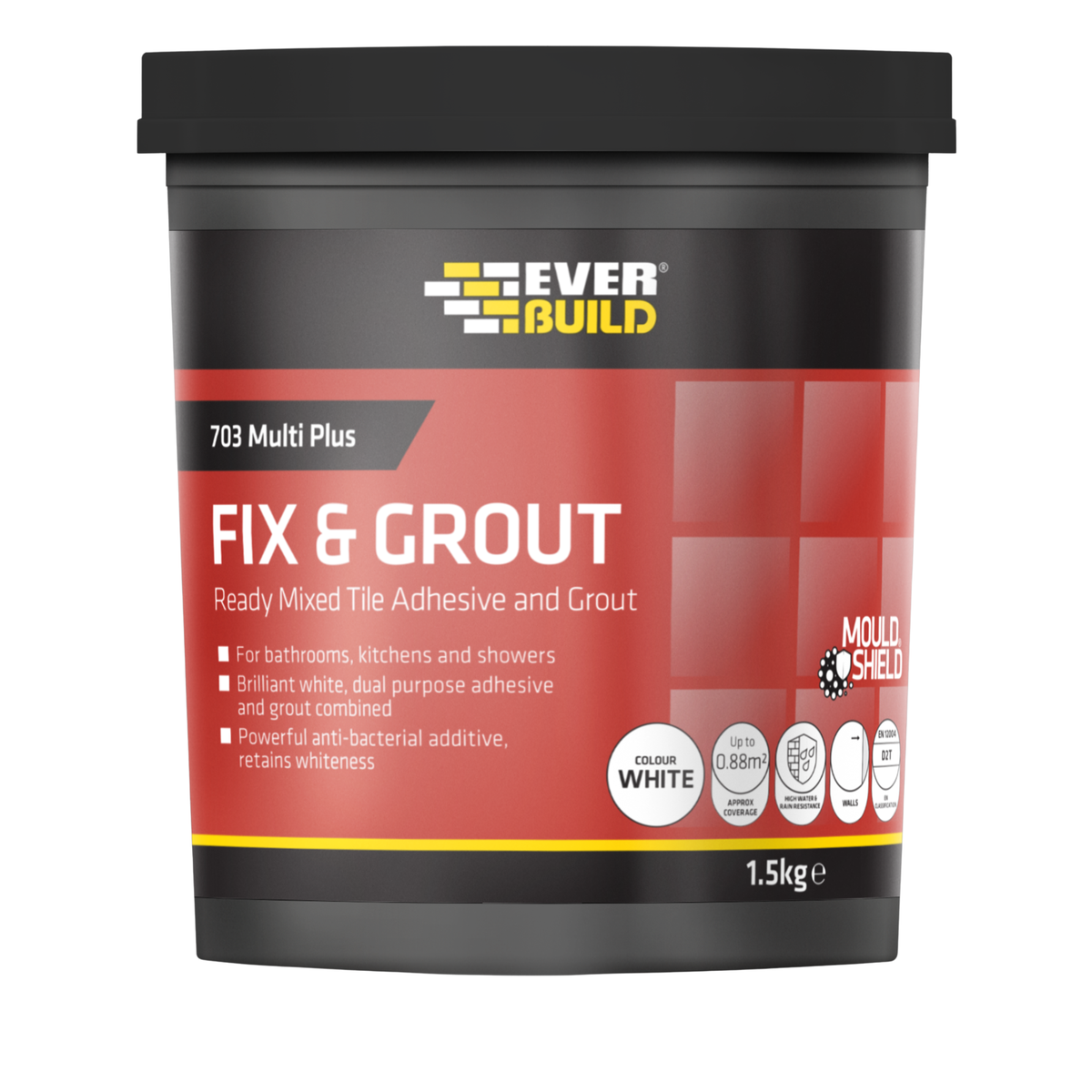 Everbuild 703 Fix & Grout Ready Mixed Tile Adhesive & Grout – White / 1.5kg