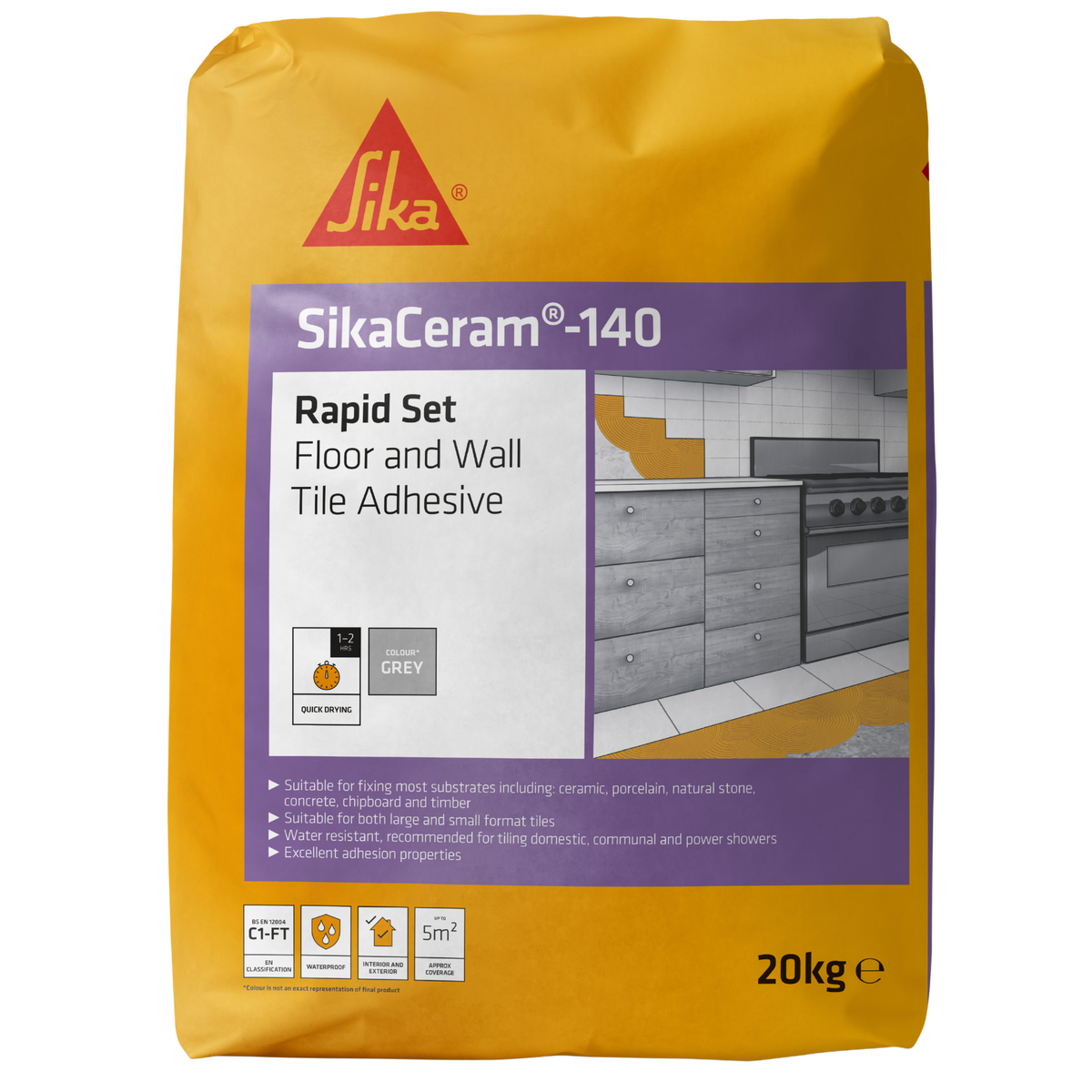 SikaCeram-140 Rapid Set Tile Adhesive – Grey / 20kg