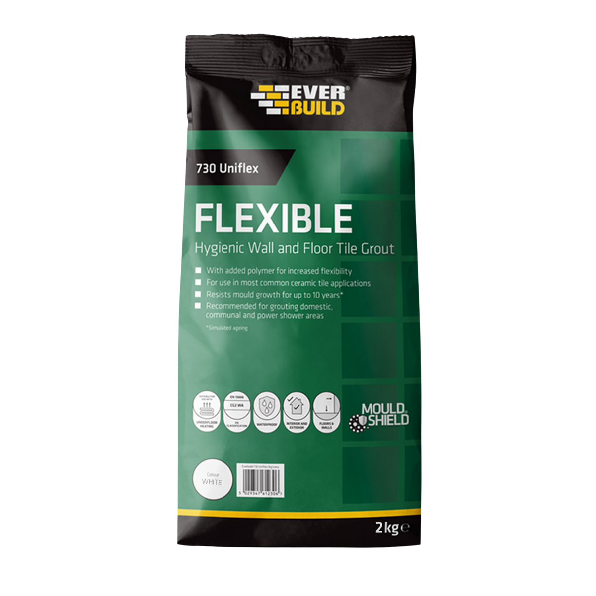 Everbuild 730 Uniflex Flexible Hygienic Wall & Floor Tile Grout – White / 2.5kg