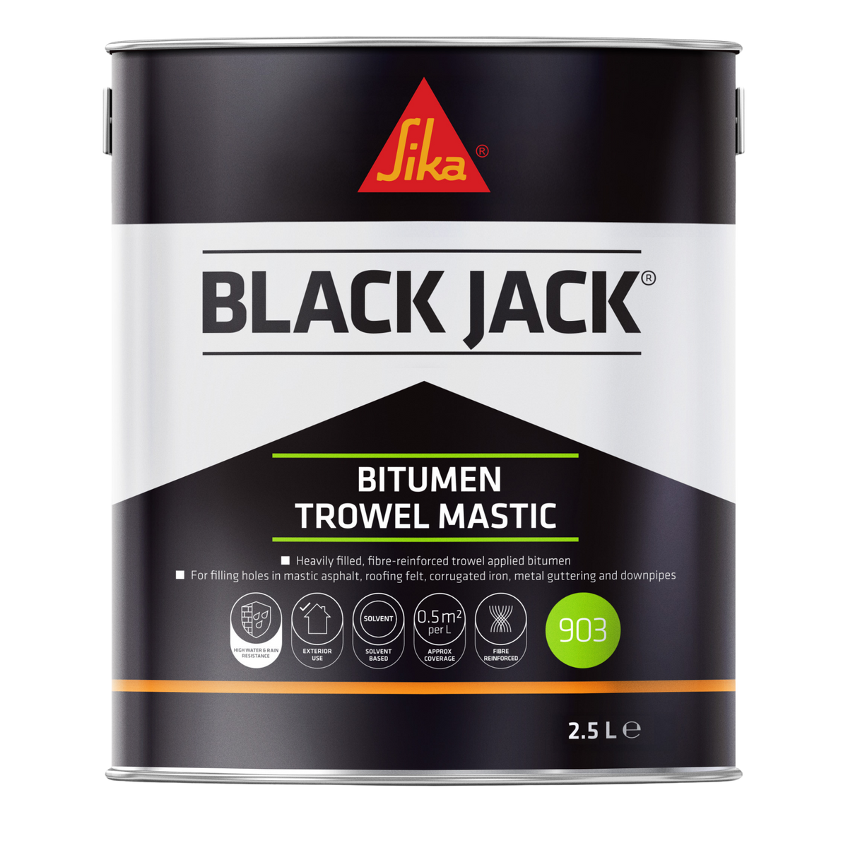 Sika Black Jack 903 Bitumen Trowel Mastic – Black / 2.5L