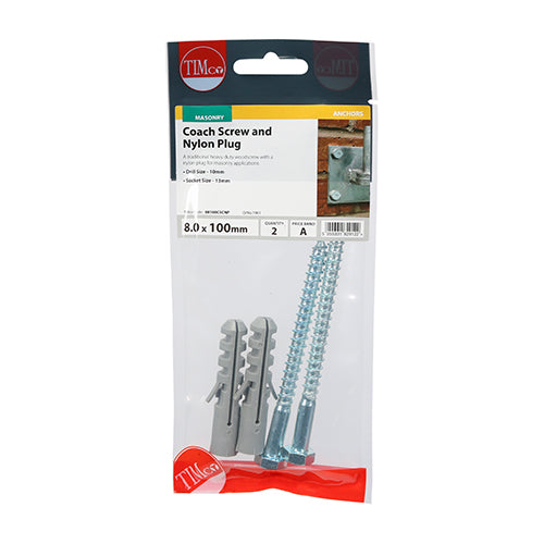 TIMCO Coach Screw & Nylon Plugs