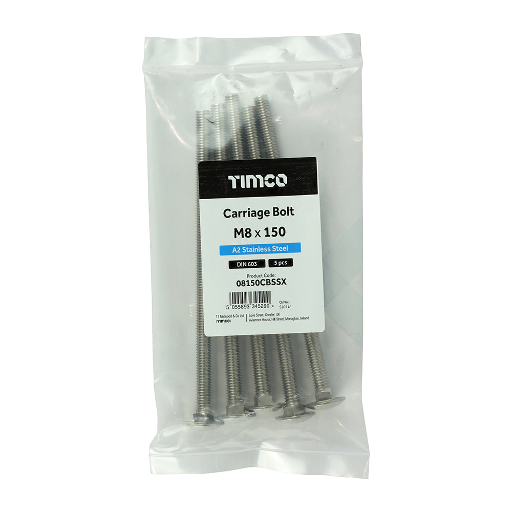 TIMCO Carriage Bolt DIN 603 A2 SS