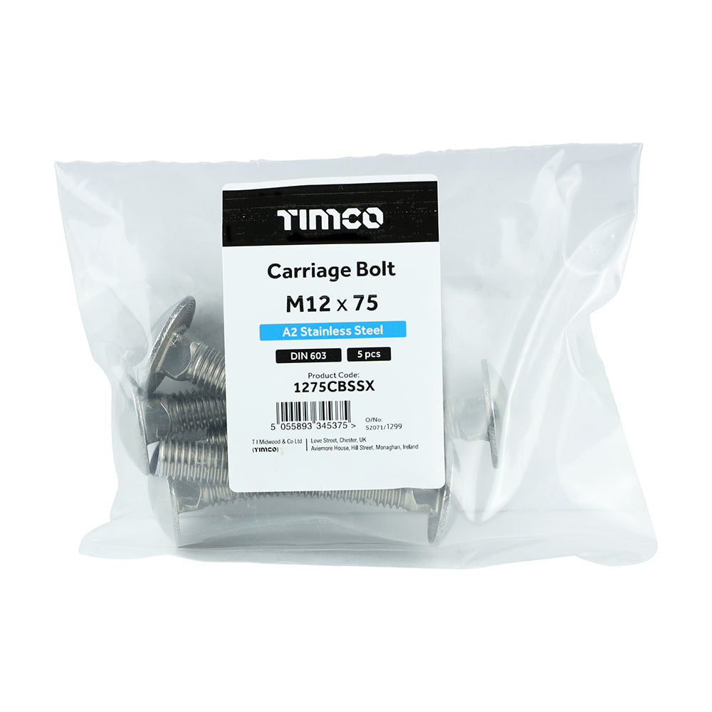 TIMCO Carriage Bolt DIN 603 A2 SS