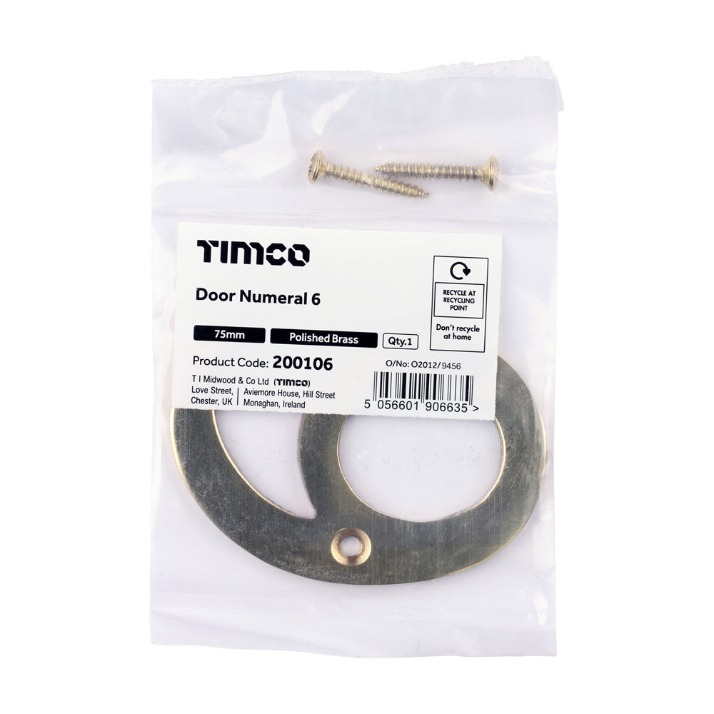 TIMCO Door Numeral 6
