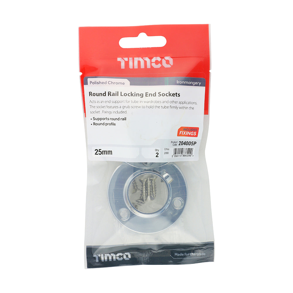TIMCO Round Lock End Socket P/Chrome