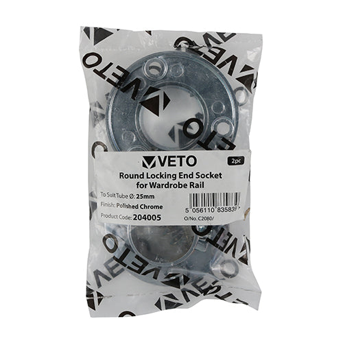 TIMCO Round Lock End Socket P/Chrome