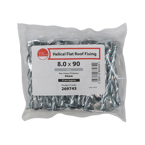 TIMCO Helical Flat Roof Fixing Zinc
