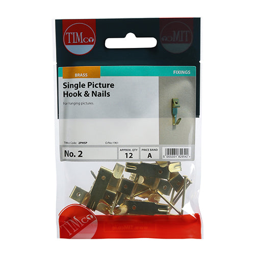 TIMCO Picture Hook & Nails - E/Brass