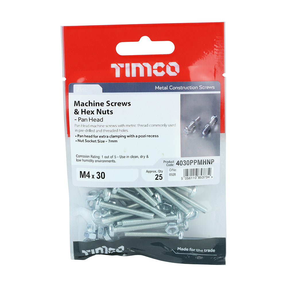 TIMCO Machine Screw & Nut PAN - BZP