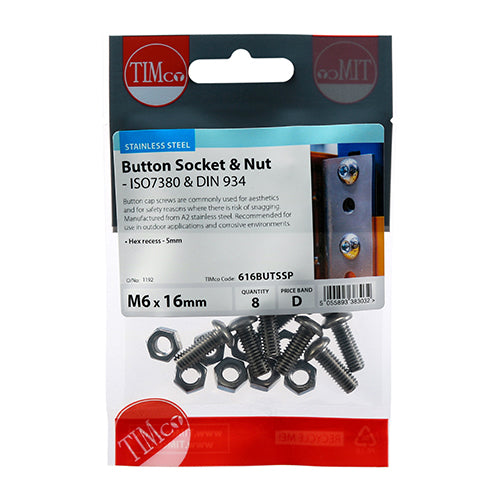 TIMCO Button Socket & Nut - A2 SS