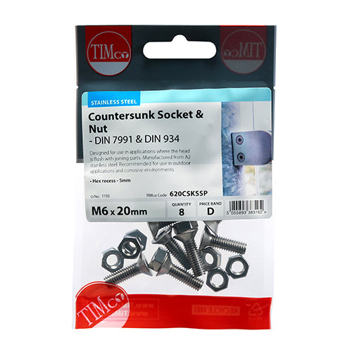 TIMCO CSK Socket & Nut - A2 SS