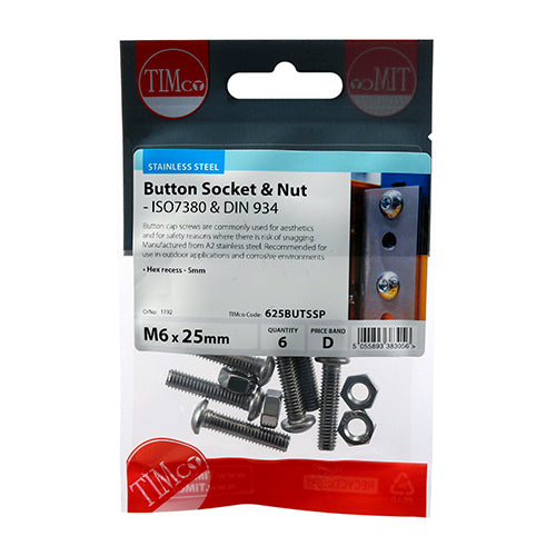 TIMCO Button Socket & Nut - A2 SS