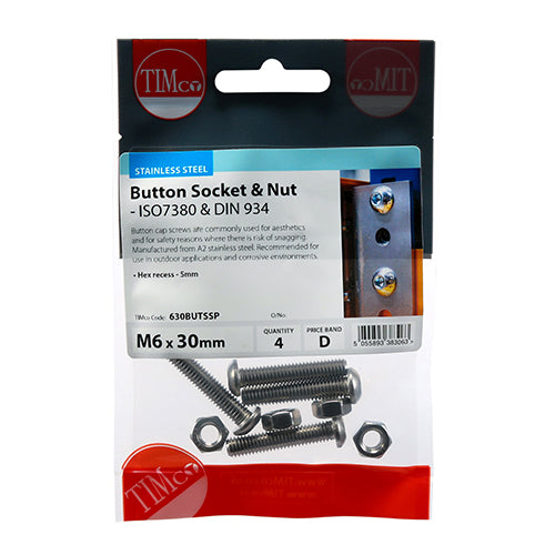 TIMCO Button Socket & Nut - A2 SS