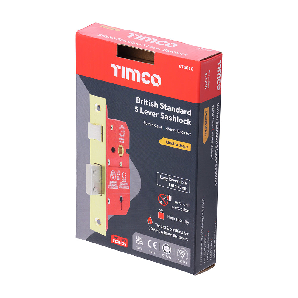 TIMCO 5 Lever BS CE Sashlock E.Brass