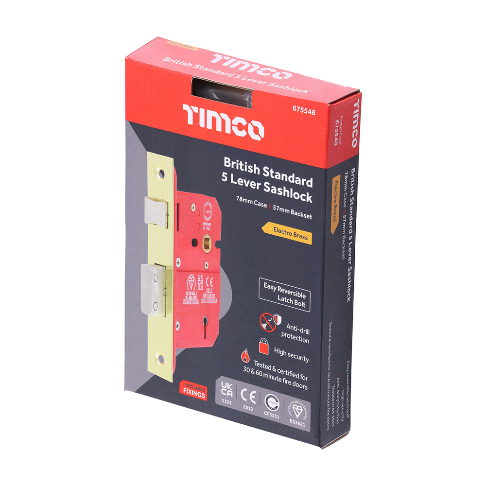 TIMCO 5 Lever BS CE Sashlock E.Brass