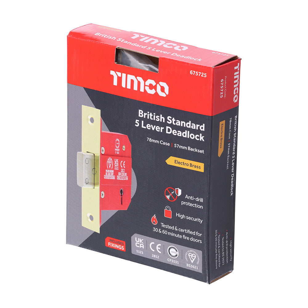 TIMCO 5 Lever BS CE Deadlock E.Brass