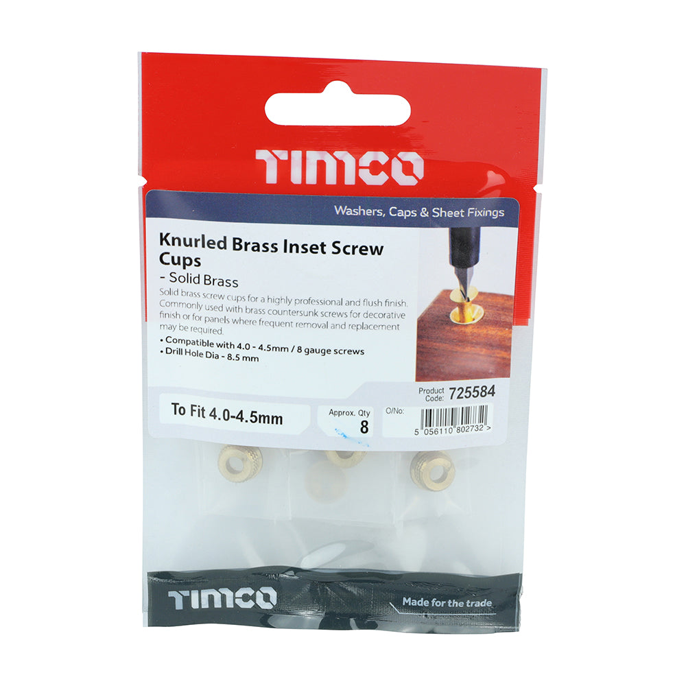 TIMCO Knurled Brass Inset Screw Cups