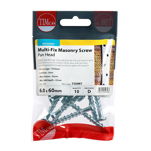 TIMCO Multi-Fix Masonry Screw - PAN