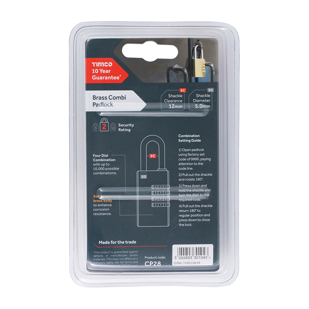 TIMCO Brass Combination Padlock