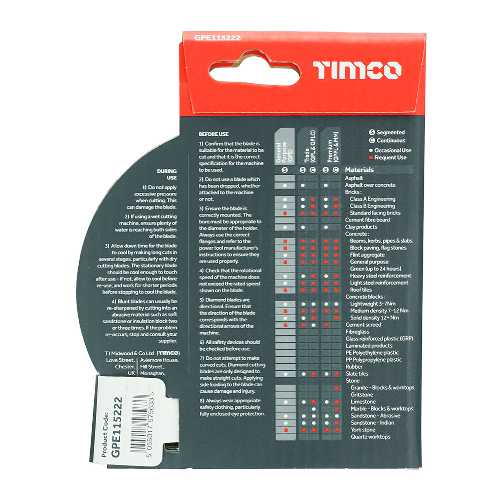 TIMCO GP Diamond Blade Seg
