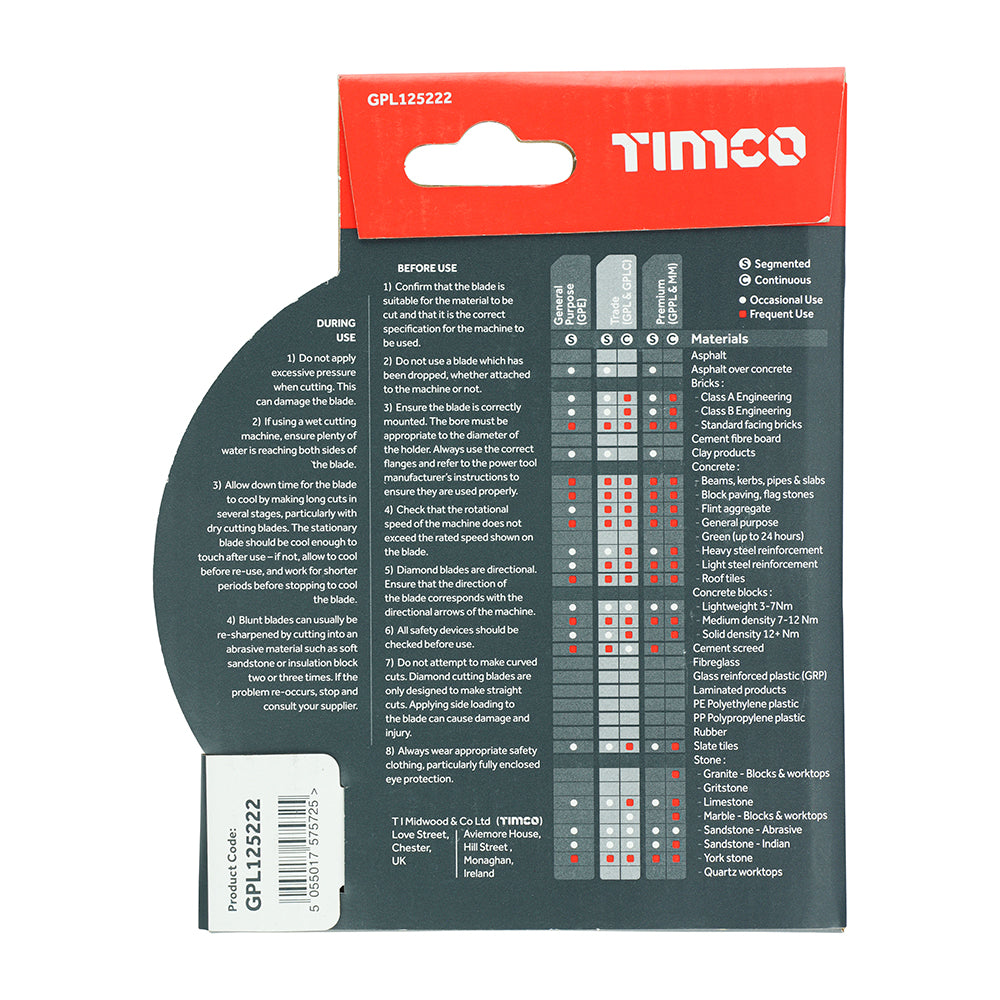 TIMCO Trade Diamond Blade Seg