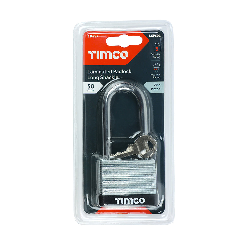 TIMCO Long Shackle Laminated Padlock