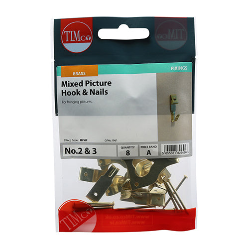 TIMCO Picture Hook & Nails - E/Brass
