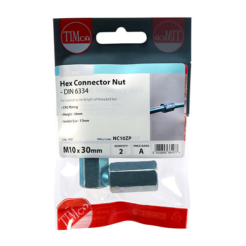 TIMCO Connector Nut DIN 6334 - BZP